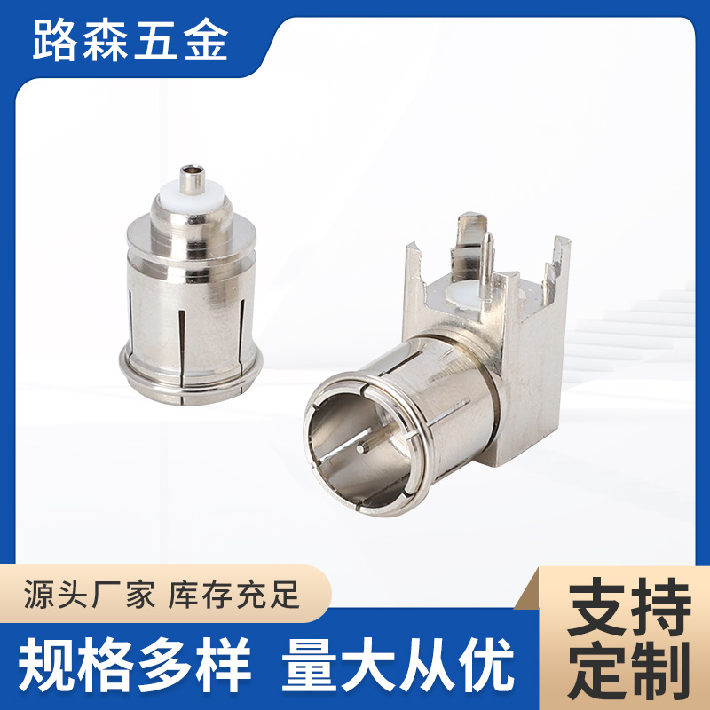 射频同轴连接器F公头90度插头F快插 弯式快插F头公头转母座转接头